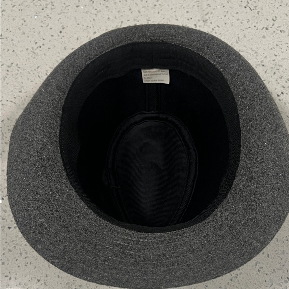 Vintage 100% Wool Grey Fedora Hat w Herringbone Band | Asymmetrical Rim - Picture 7 of 8